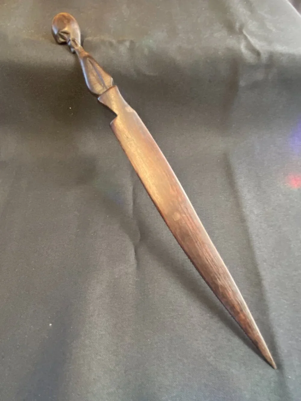 Vintage (1970's) Hand-carved African Wooden Letter Opener Ebony or Iroko 10